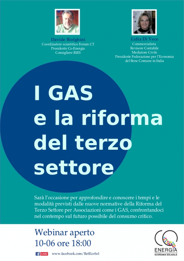 10 giugno webinar aperto gas e riforma del terzo settore