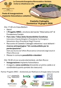 Castello Cabiaglio inaugura il primo impianto fotovoltaico collettivo del progetto SREC