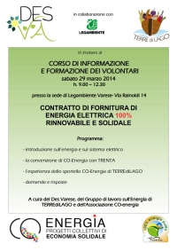 Corso di informazione e formazione sull&#039;energia, il 29 marzo a Varese