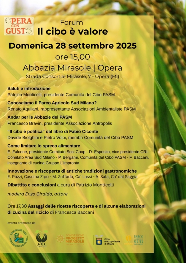 Il cibo è valore, ne parliamo il 28 settembre a Opera