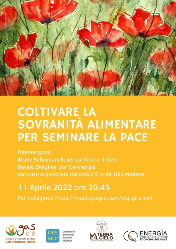 Coltivare la sovranità alimentare per seminare la pace, 11/04/2022 - MATERIALI