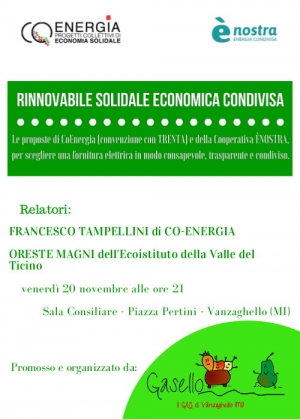Come scegliere l&#039;energia giusta, ne parliamo il 20 novembre a Vanzaghello (MI)
